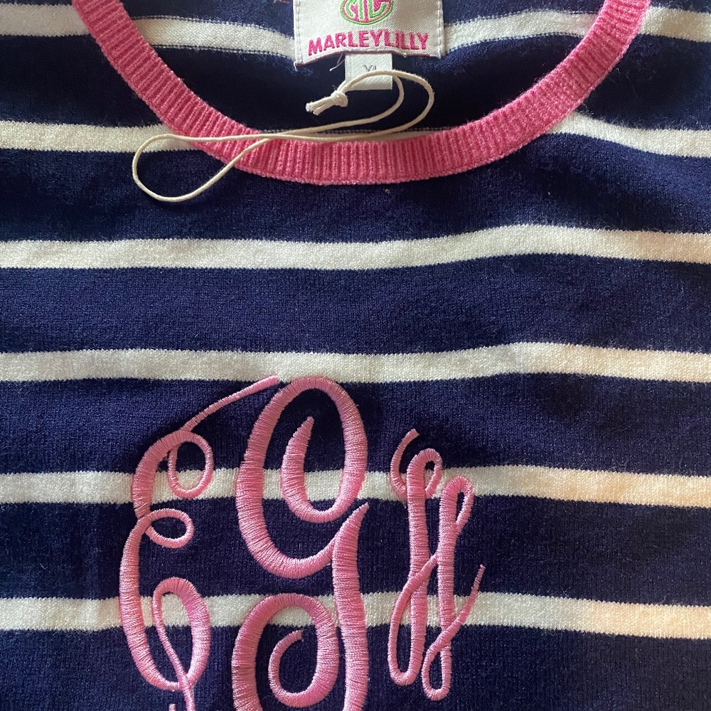 New girls large Marleylilly EGH mono dress navy pink